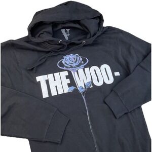 Vlone x Pop Smoke The Woo Hoodie Pullover Rap Double Sided Black Rose Men Sz S